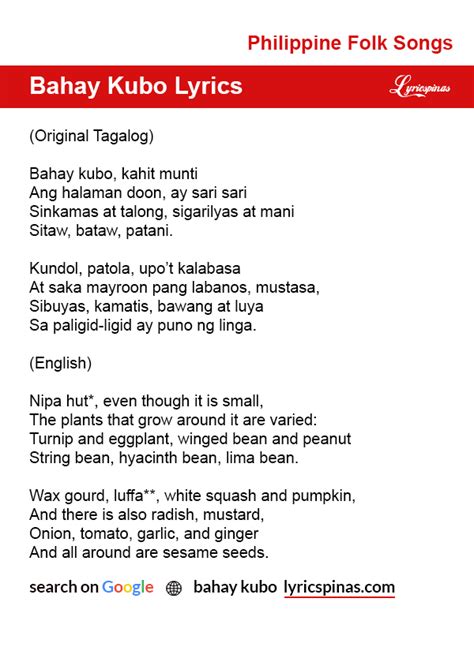 English Songs With Tagalog Version lyrics.
